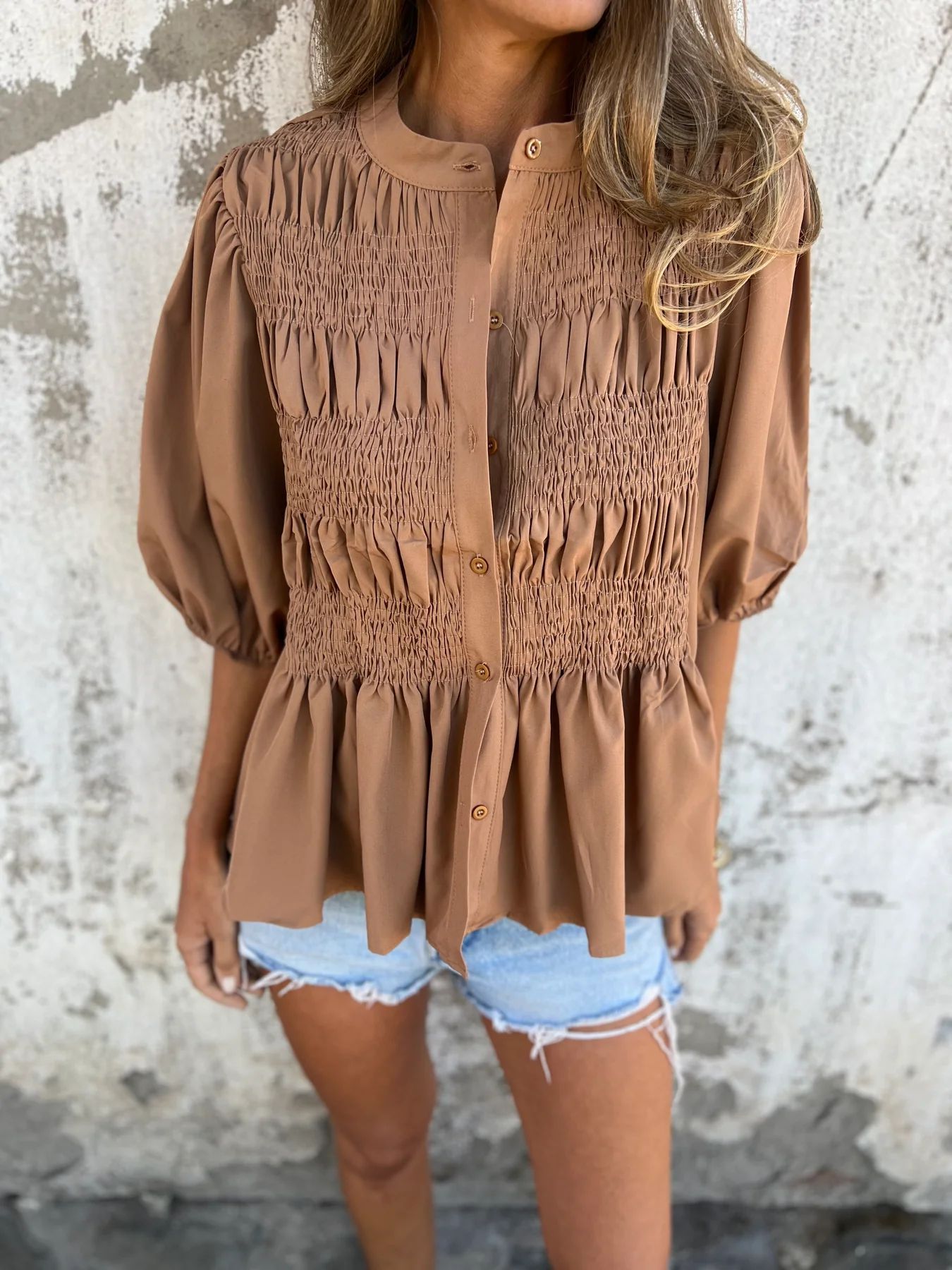 Dames Blouse Met Plissé Ontwerp en Relaxte Pasvorm 2