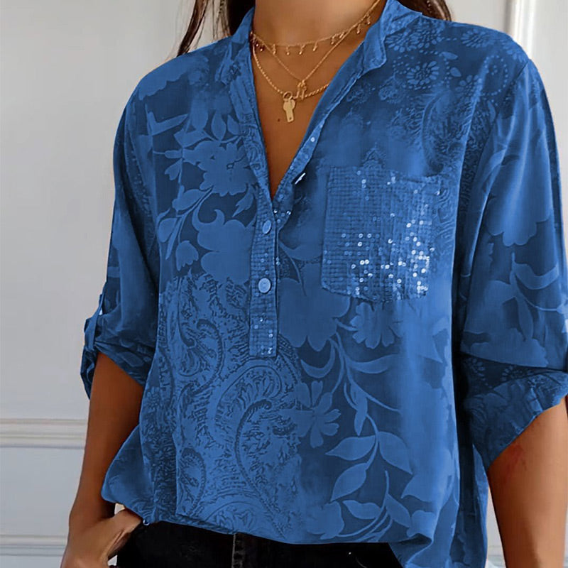 Dames Blouse Met Print en Voorzak Casual Stijl 3