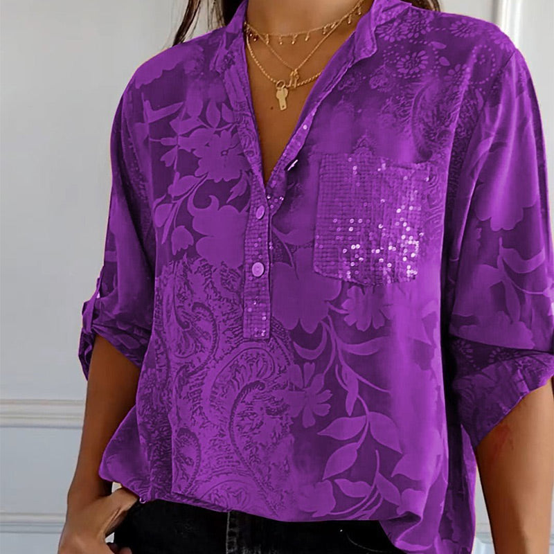 Dames Blouse Met Print en Voorzak Casual Stijl 4