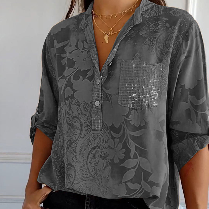 Dames Blouse Met Print en Voorzak Casual Stijl 5