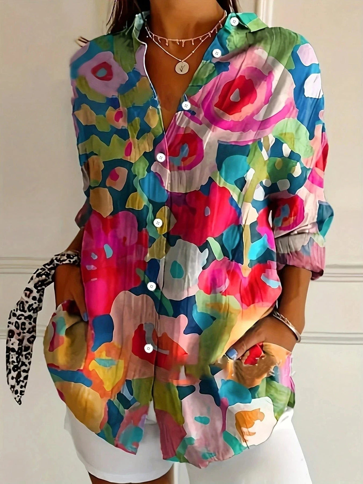 Dames Blouse Met Speelse Print Casual 4