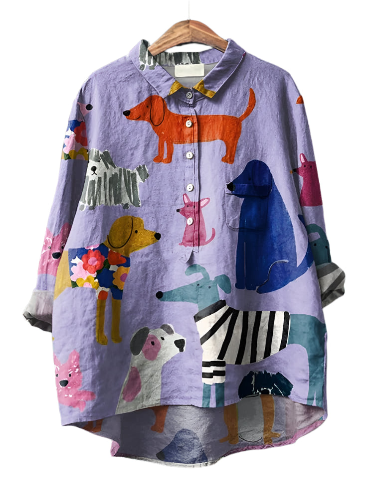 Dames Blouse Met Speelse Print Voor Casual En Semi-Formele Gelegenheden 0