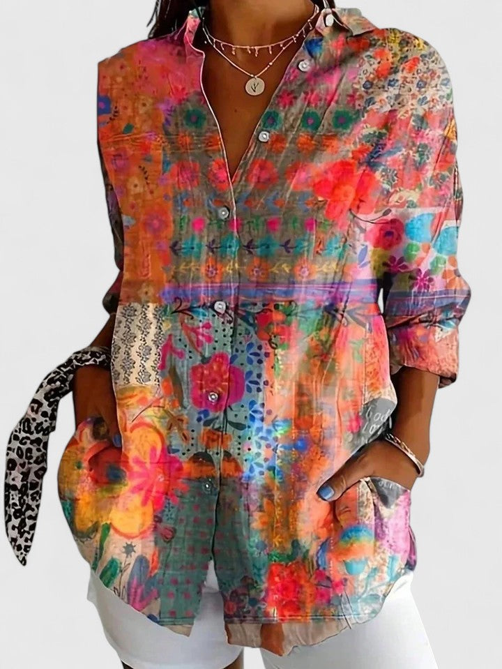 Dames Blouse Met Unieke Print Casual Chic 1