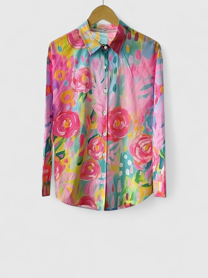 Dames Blouse Met Unieke Print Casual Chic 2