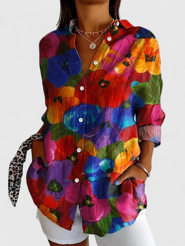 Dames Blouse Met Unieke Print Casual Chic 3