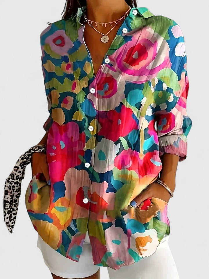 Dames Blouse Met Unieke Print Casual Chic 4