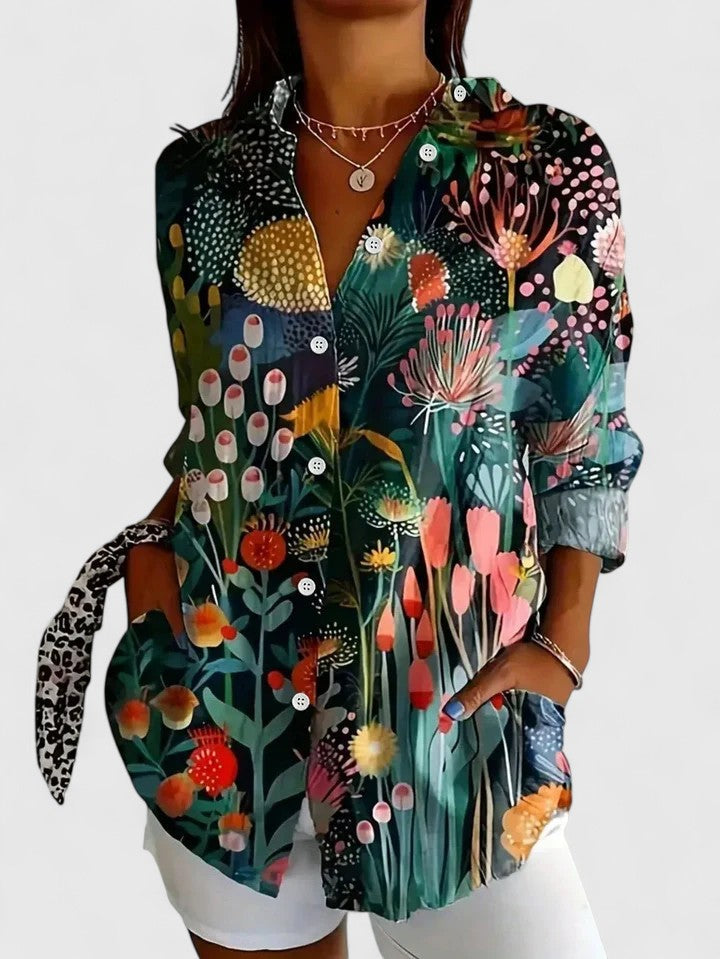 Dames Blouse Met Unieke Print Casual Chic 6