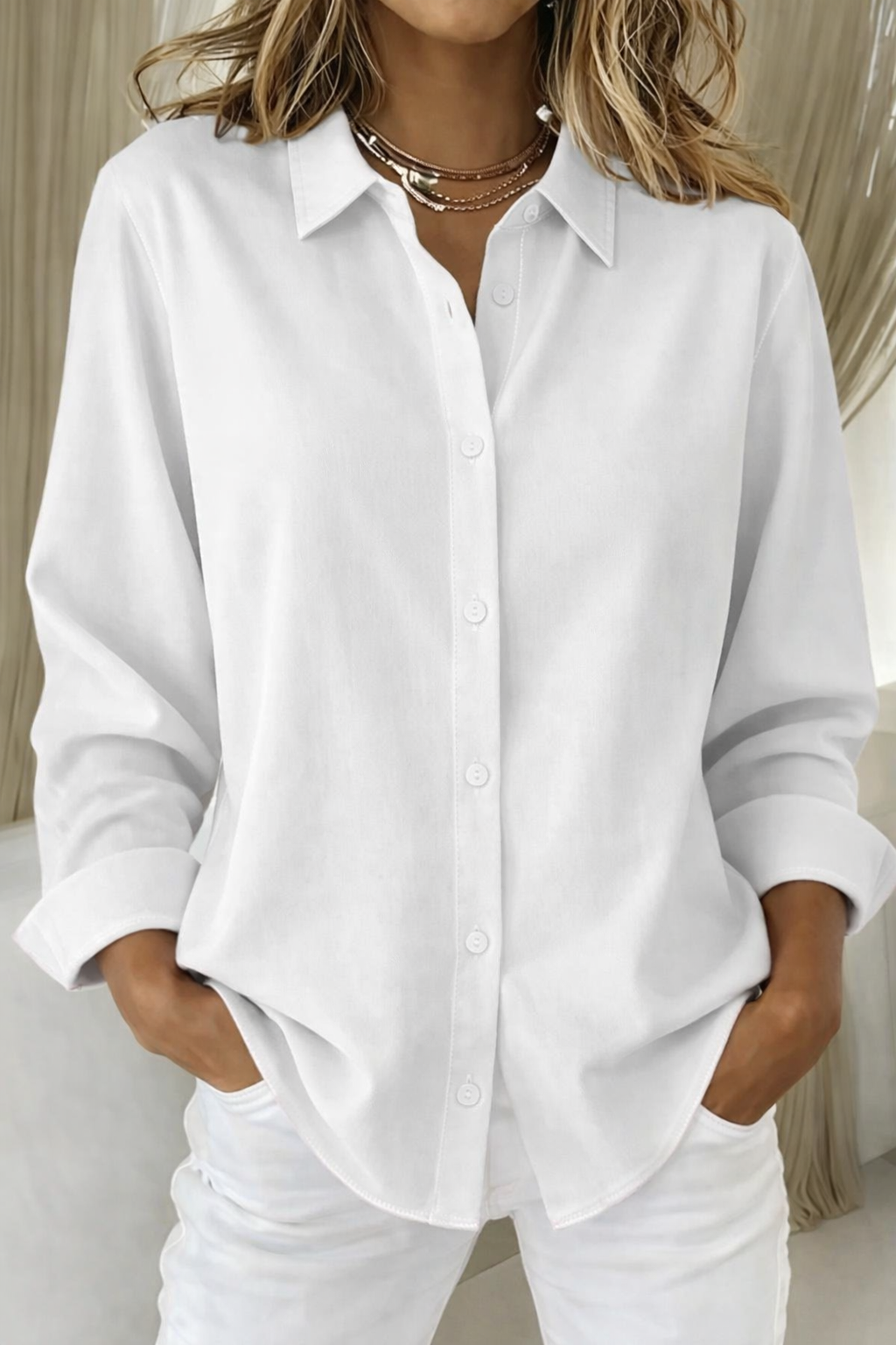 Dames Blouse Met Verfijnde Knoopstijl 4