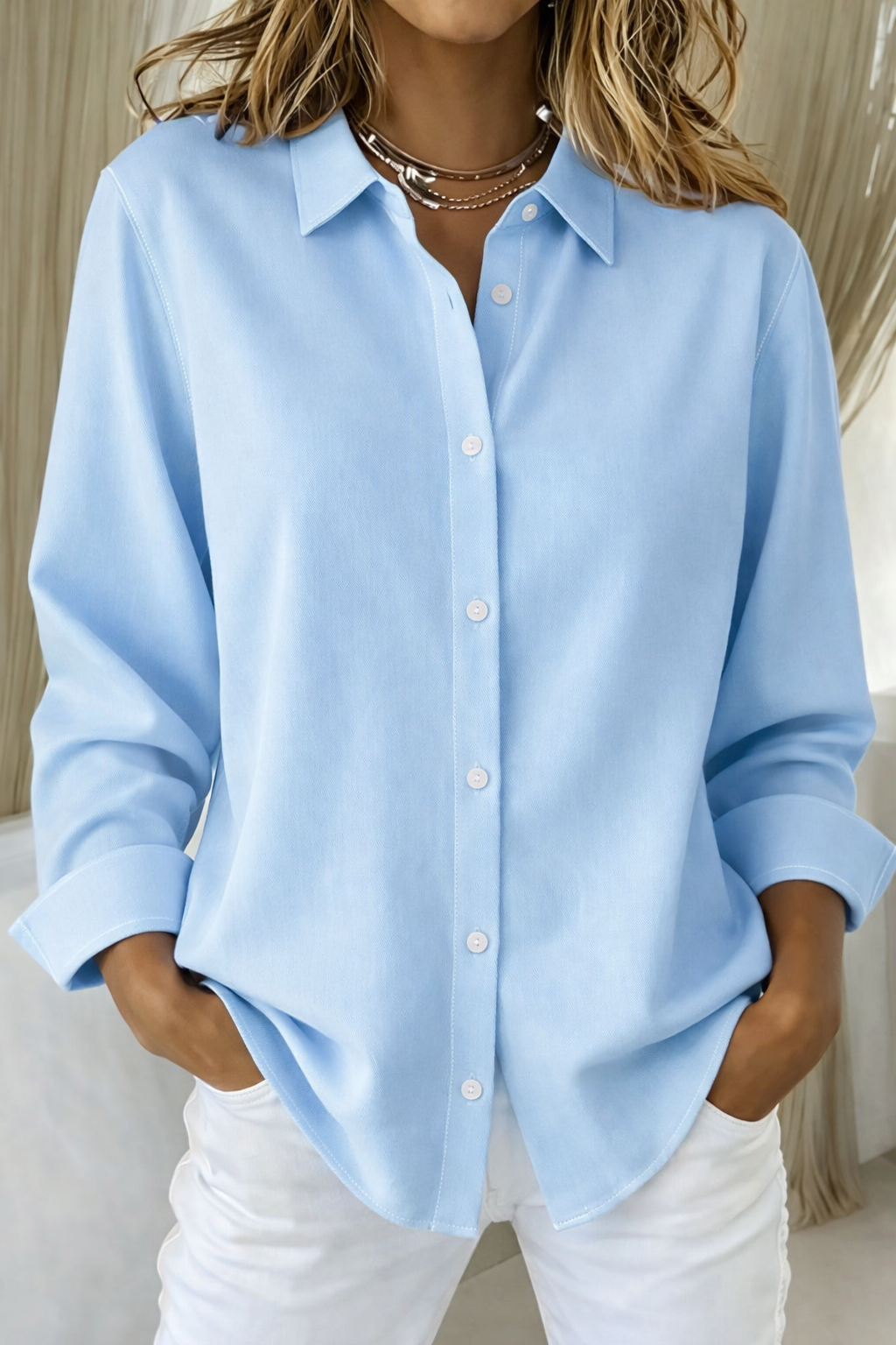 Dames Blouse Met Verfijnde Knoopstijl 5