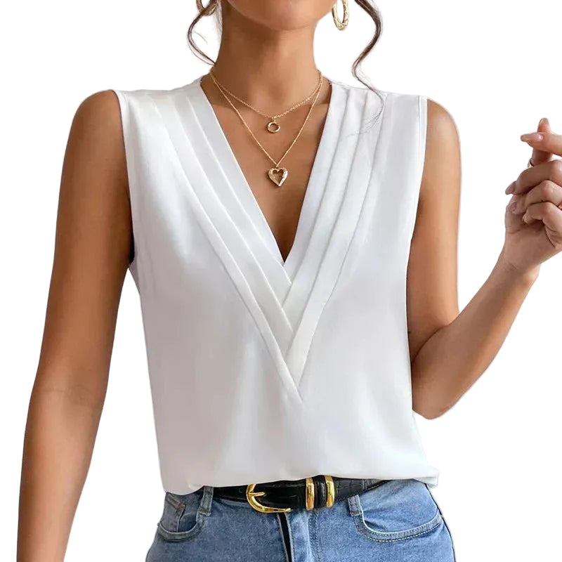 Dames Blouse Mouwloos Stamatia Verfijnd Design 0