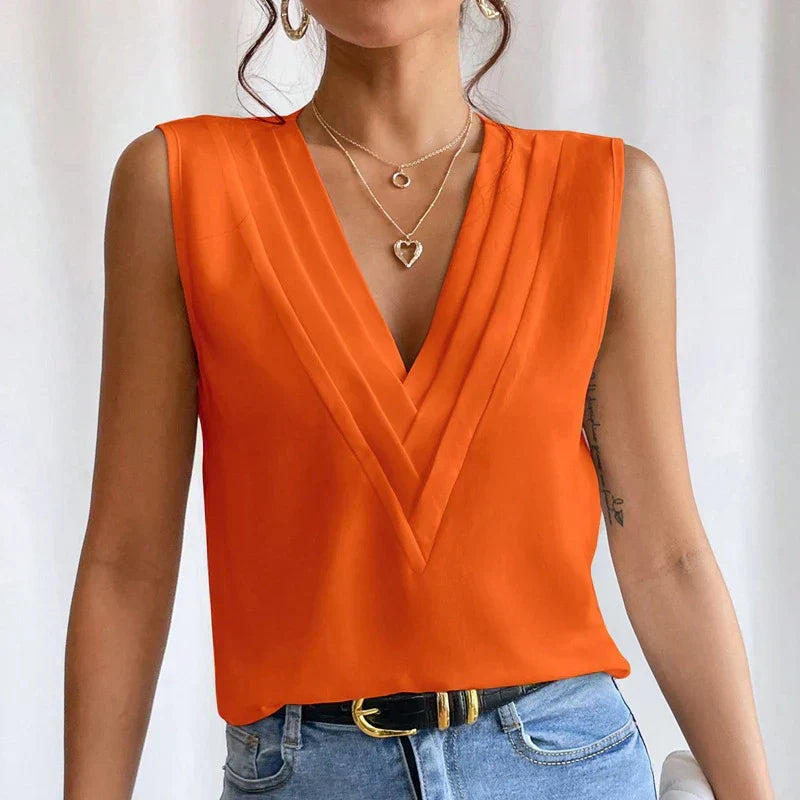 Dames Blouse Mouwloos Stamatia Verfijnd Design 7