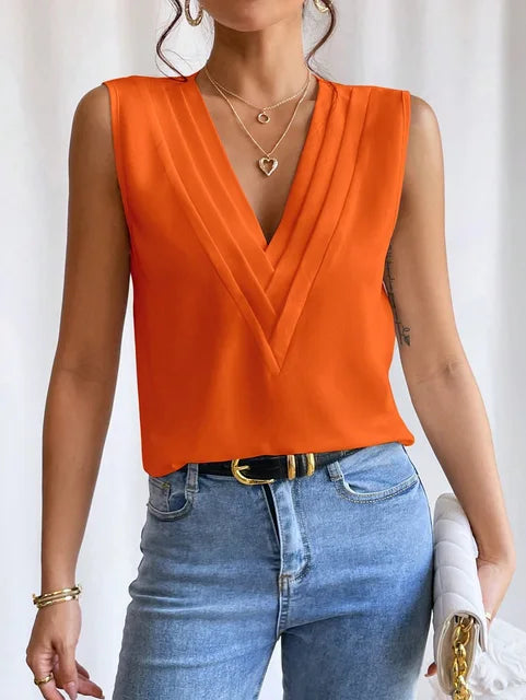 Dames Blouse Mouwloos Stamatia Verfijnd Design 8