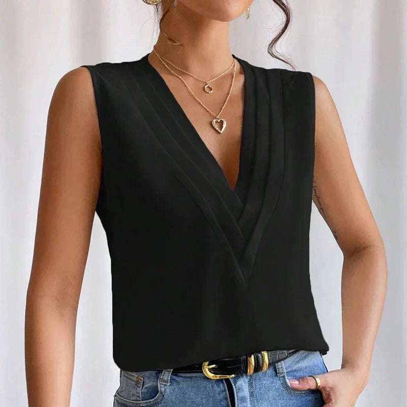 Dames Blouse Mouwloos Stamatia Verfijnd Design 9