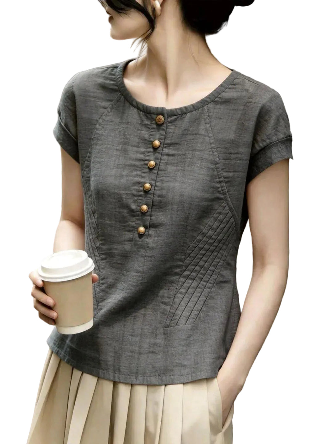 Dames Blouse O-hals Gerimpeld Plus Maat Zomer 0