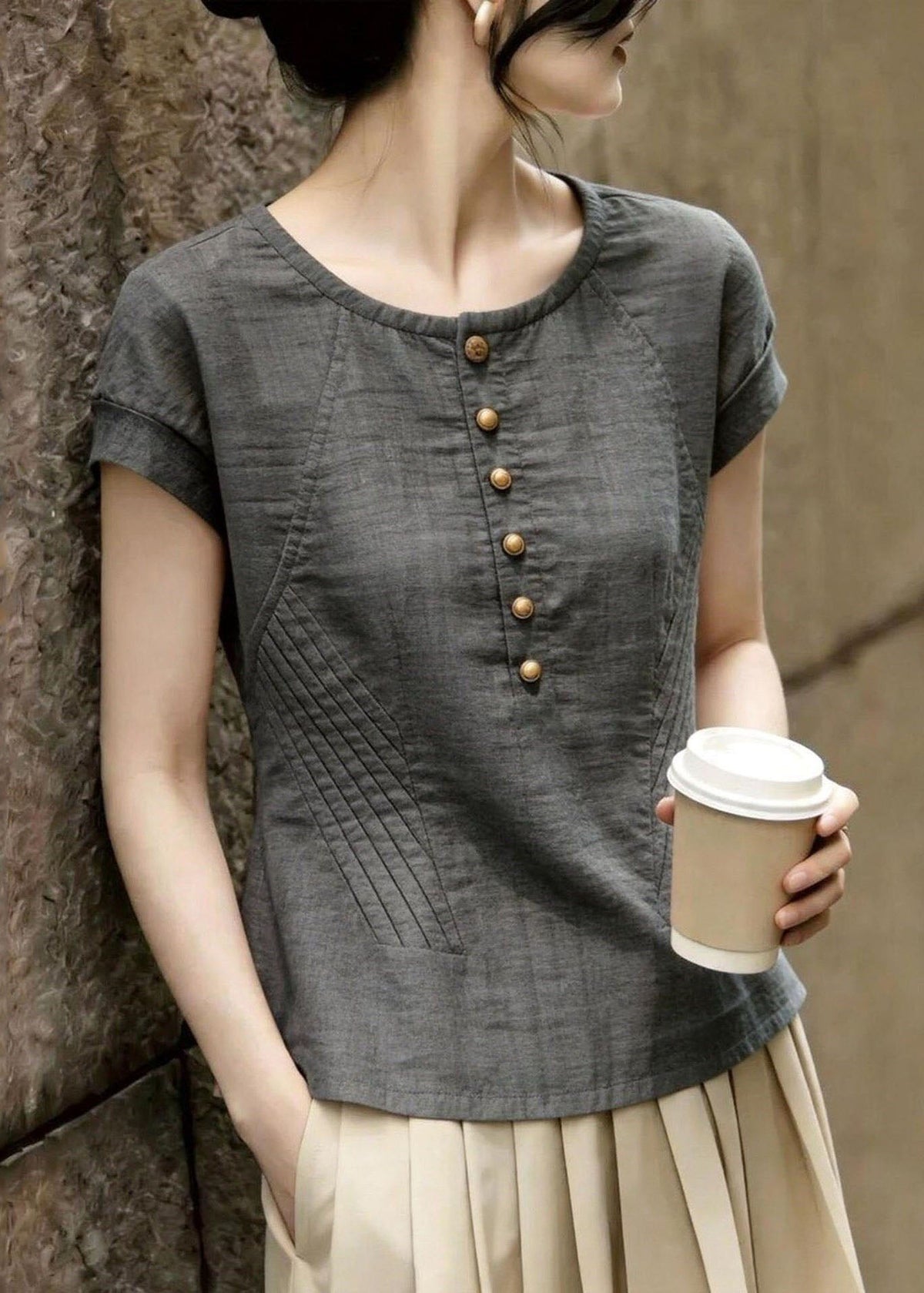Dames Blouse O-hals Gerimpeld Plus Maat Zomer 2