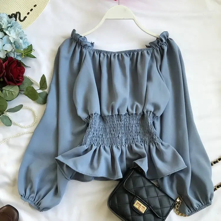 Dames Blouse Off-Shoulder Chiffon 10