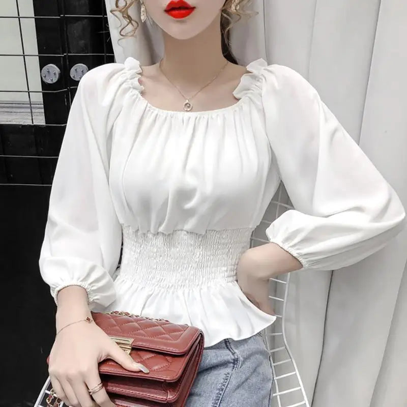 Dames Blouse Off-Shoulder Chiffon 5