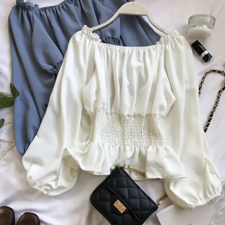 Dames Blouse Off-Shoulder Chiffon 7