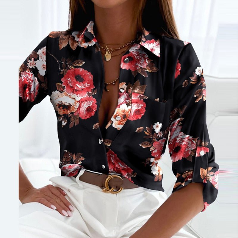 Dames Blouse Omgeslagen Kraag Minimalistisch 4