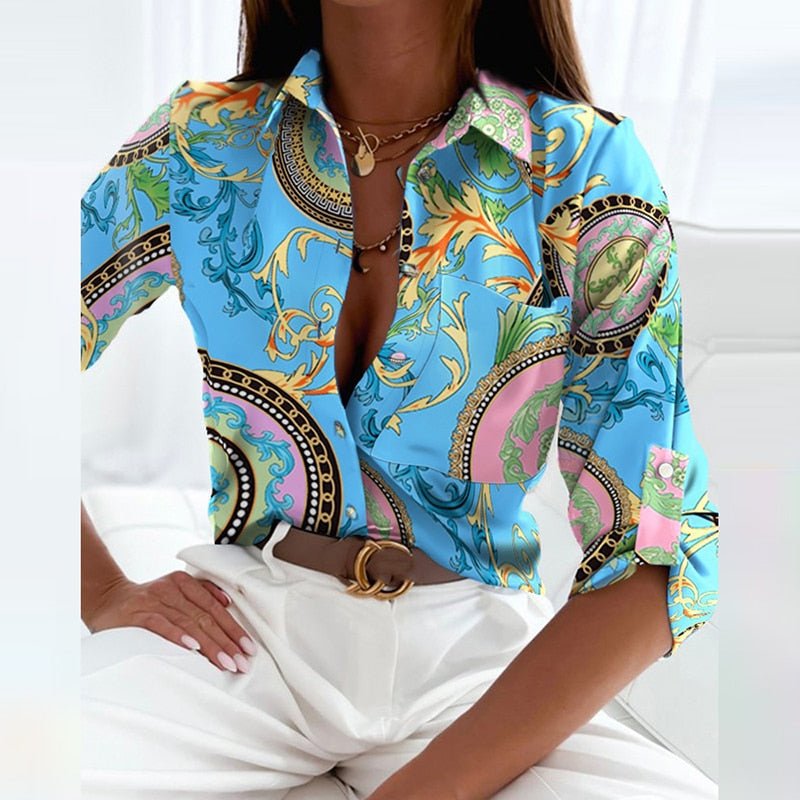 Dames Blouse Omgeslagen Kraag Minimalistisch 6