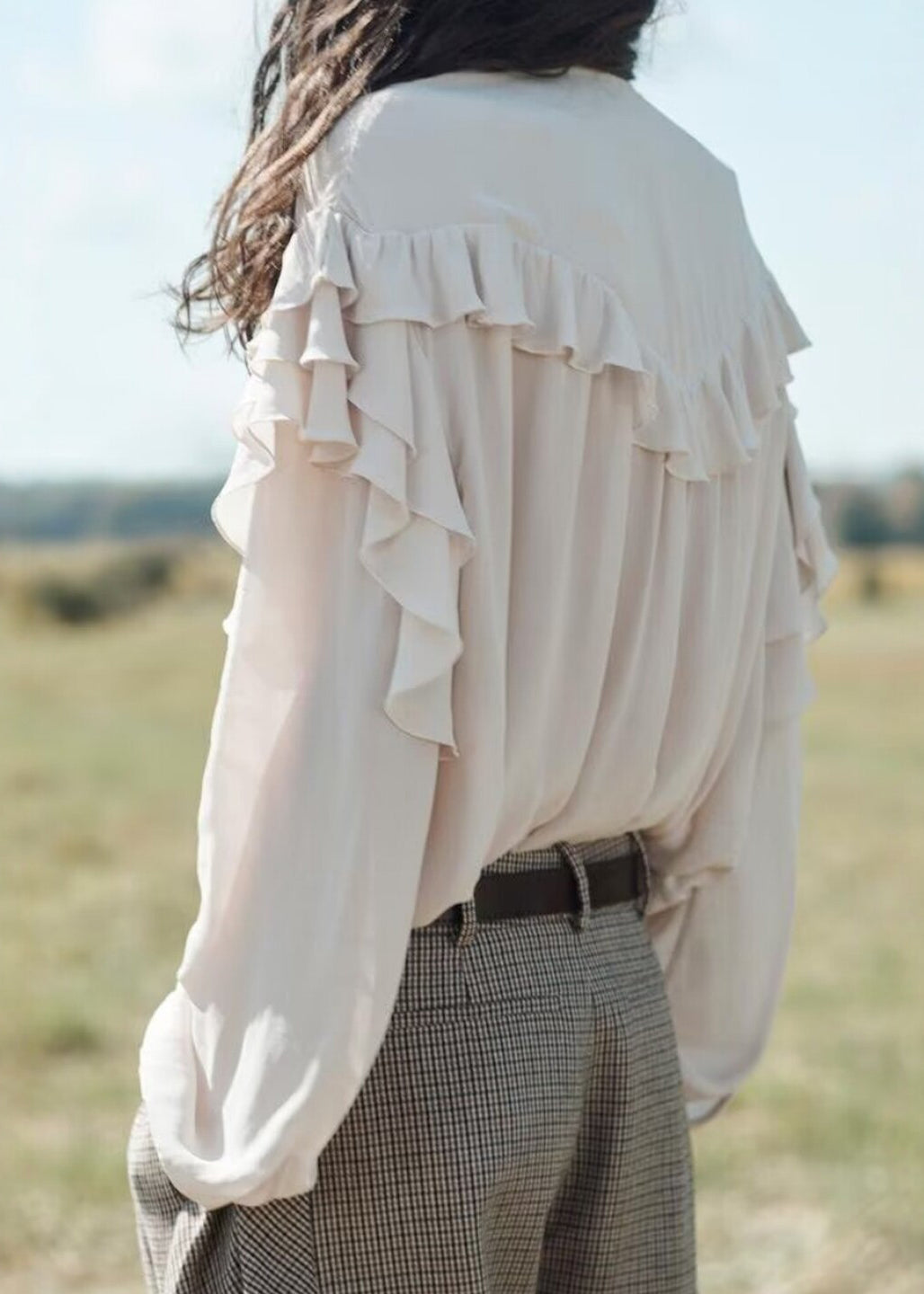 Dames Blouse Oversized Kant Ruches Lange Mouwen 2