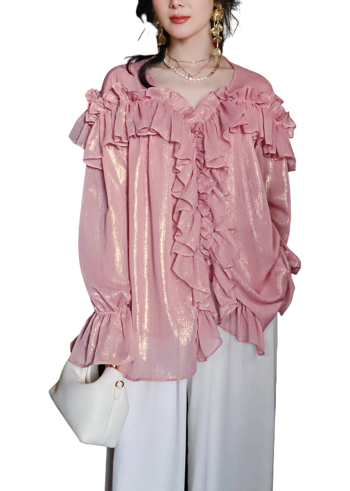 Dames Blouse Patchwork Lantaarnmouwen 0