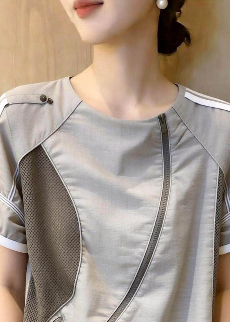 Dames Blouse Patchwork O-hals Zomerstijl 1