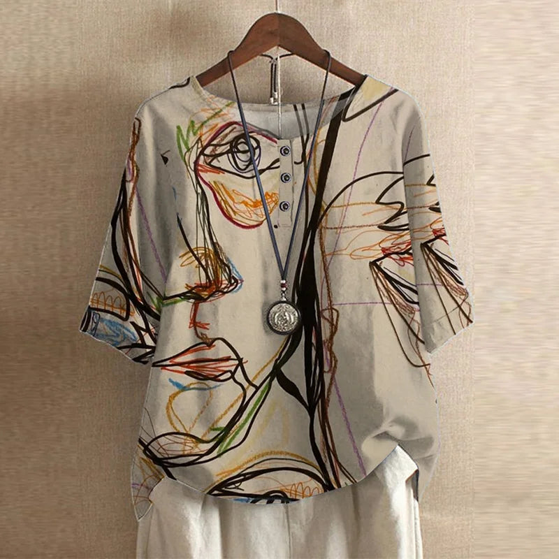 Dames Blouse Retro-Inspiratie Bloemenmotief Relaxte Pasvorm 10
