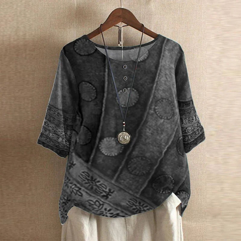 Dames Blouse Retro-Inspiratie Bloemenmotief Relaxte Pasvorm 1