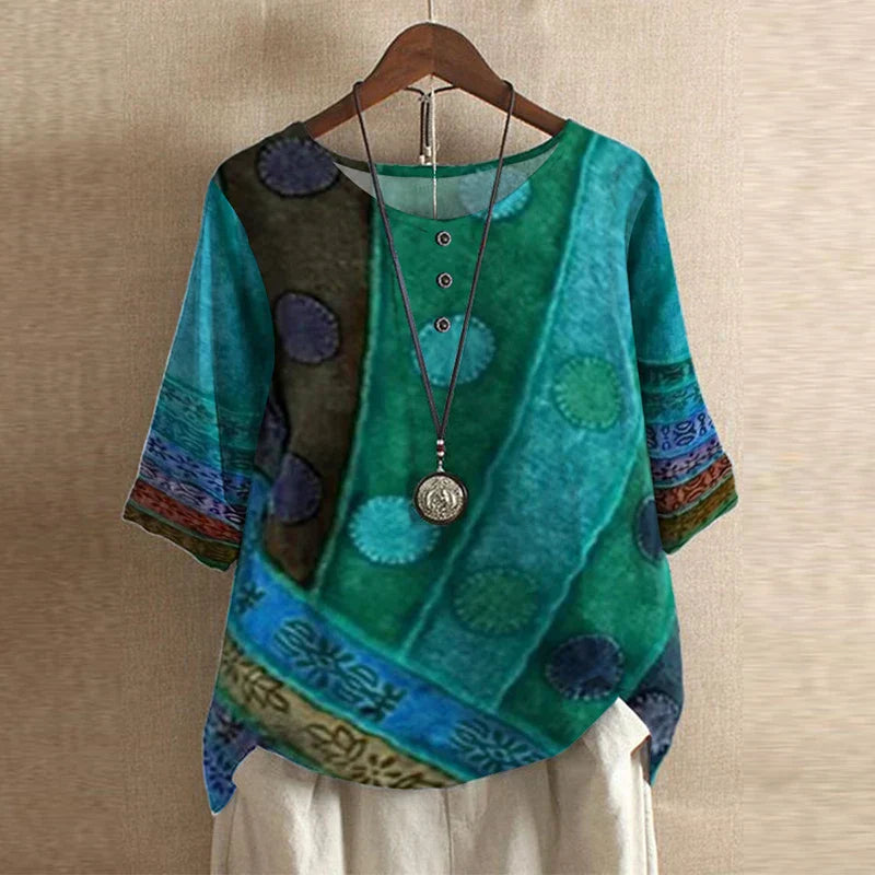 Dames Blouse Retro-Inspiratie Bloemenmotief Relaxte Pasvorm 2