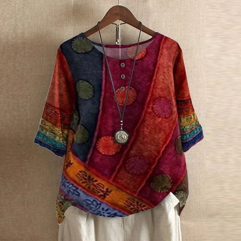 Dames Blouse Retro-Inspiratie Bloemenmotief Relaxte Pasvorm 3