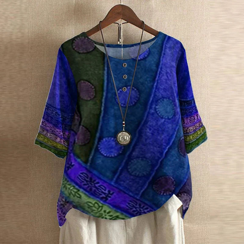 Dames Blouse Retro-Inspiratie Bloemenmotief Relaxte Pasvorm 4