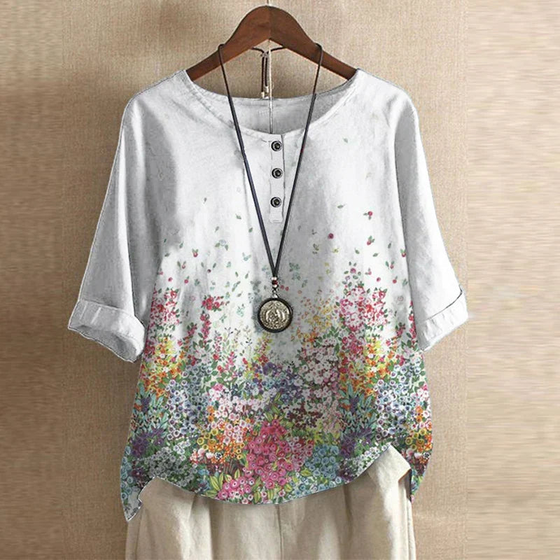 Dames Blouse Retro-Inspiratie Bloemenmotief Relaxte Pasvorm 6