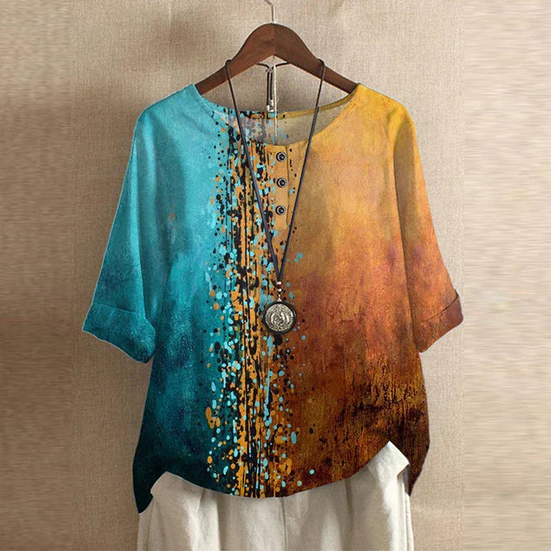Dames Blouse Retro-Inspiratie Bloemenmotief Relaxte Pasvorm 7