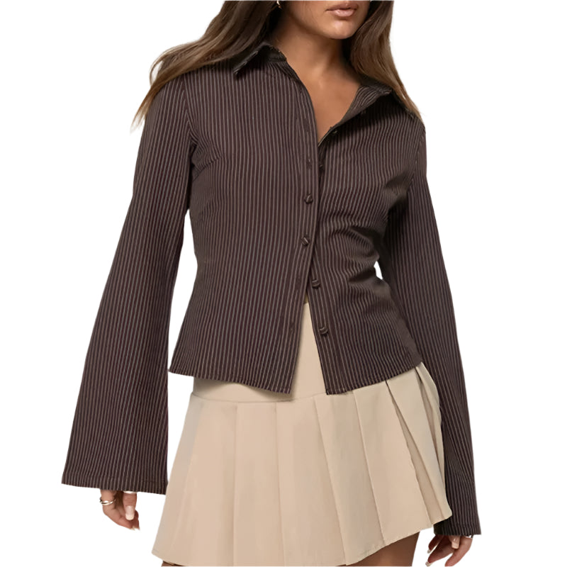 Dames Blouse Retro Flared Mouwen 100% Katoen 0