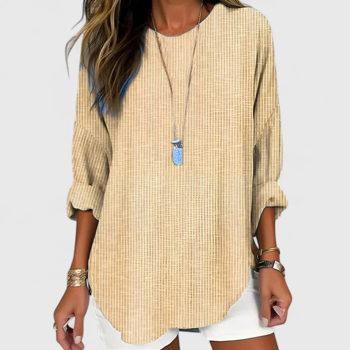 Dames Blouse Streepontwerp Ronde Hals Casual Chic 1