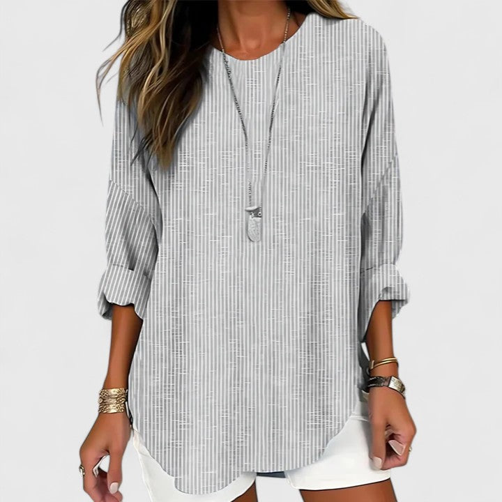 Dames Blouse Streepontwerp Ronde Hals Casual Chic 2