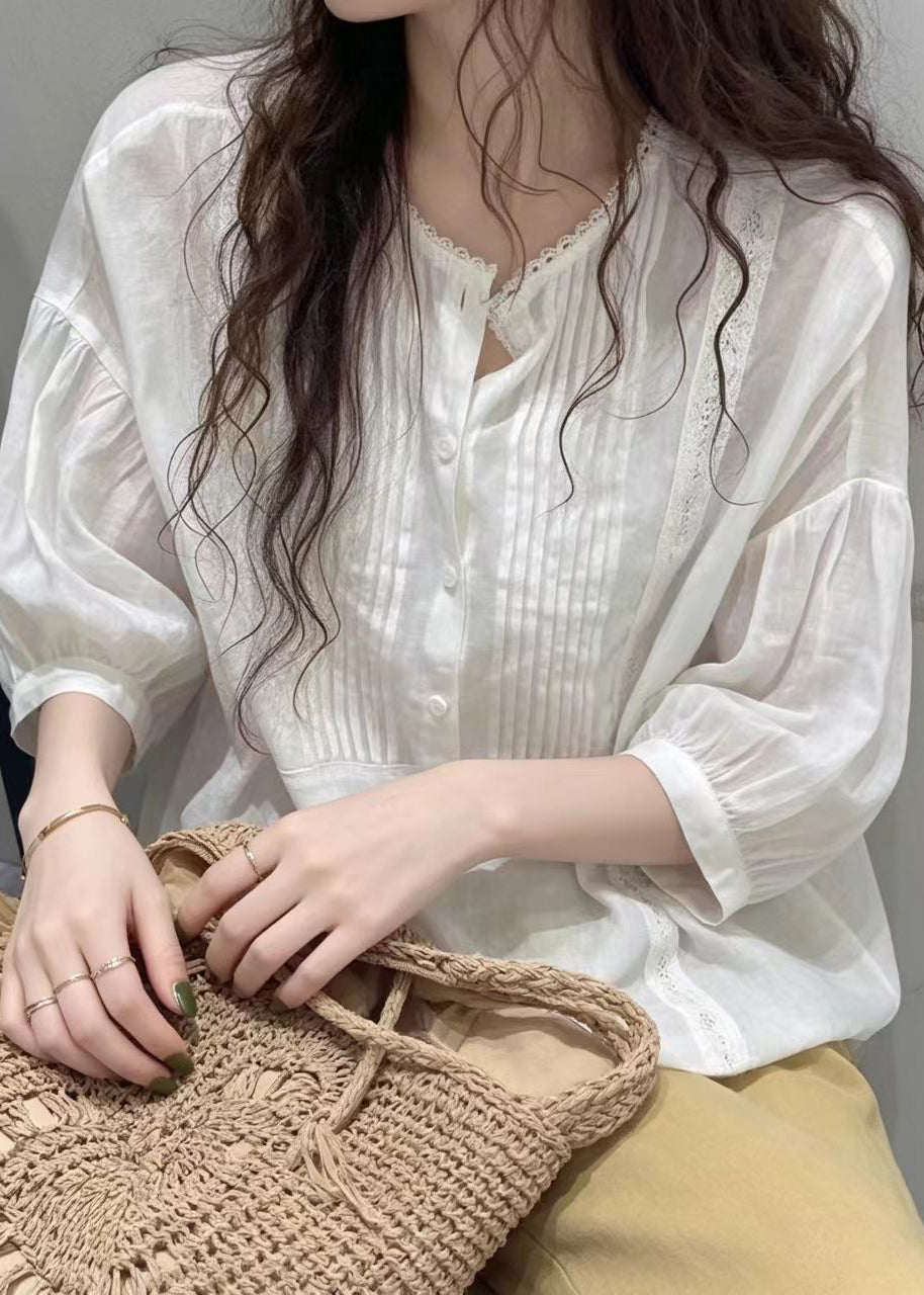 Dames Blouse Top Gerimpeld Halflang Mouw 1