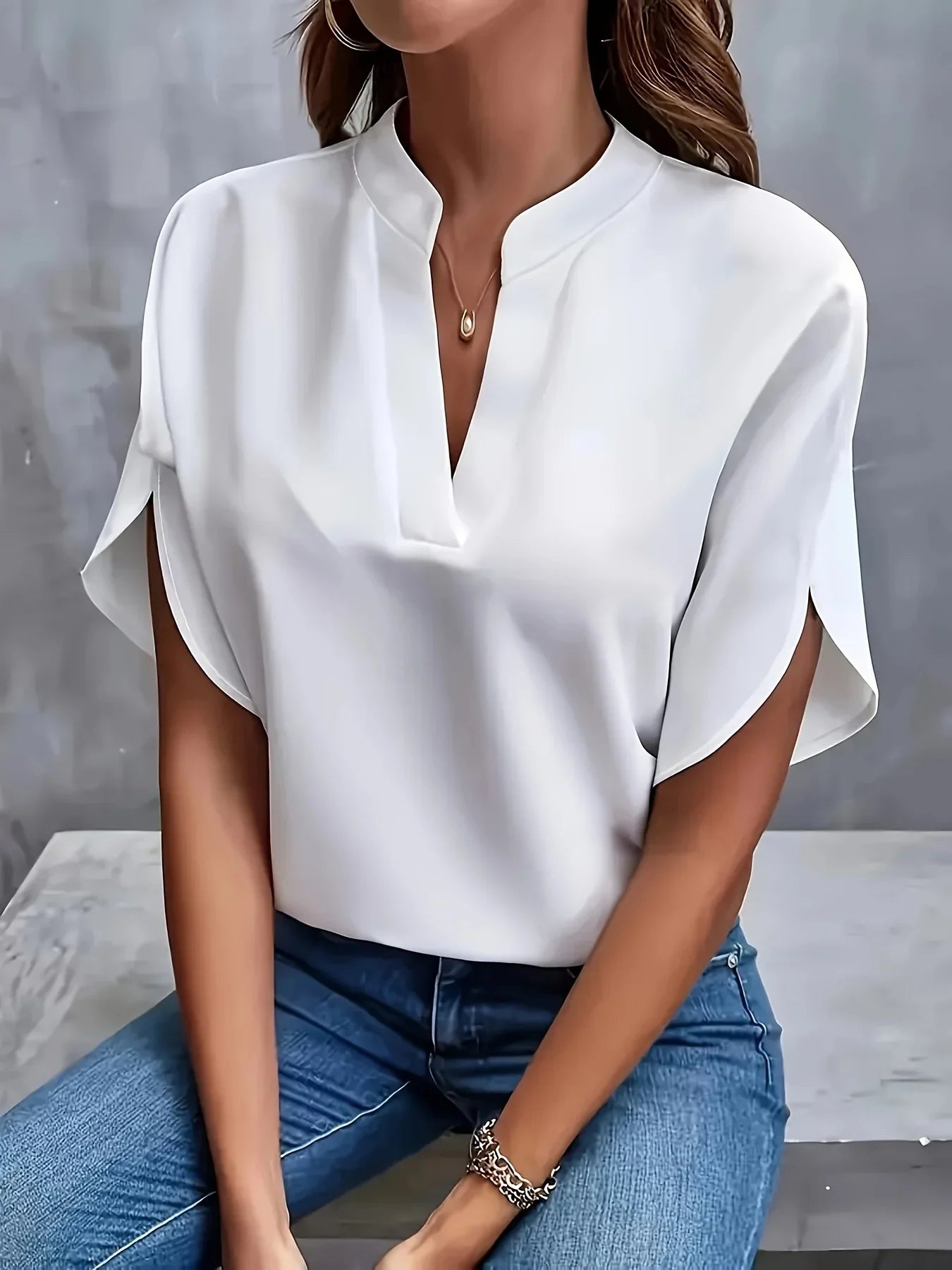 Dames Blouse V-Hals Kapmouwen Stylish 1
