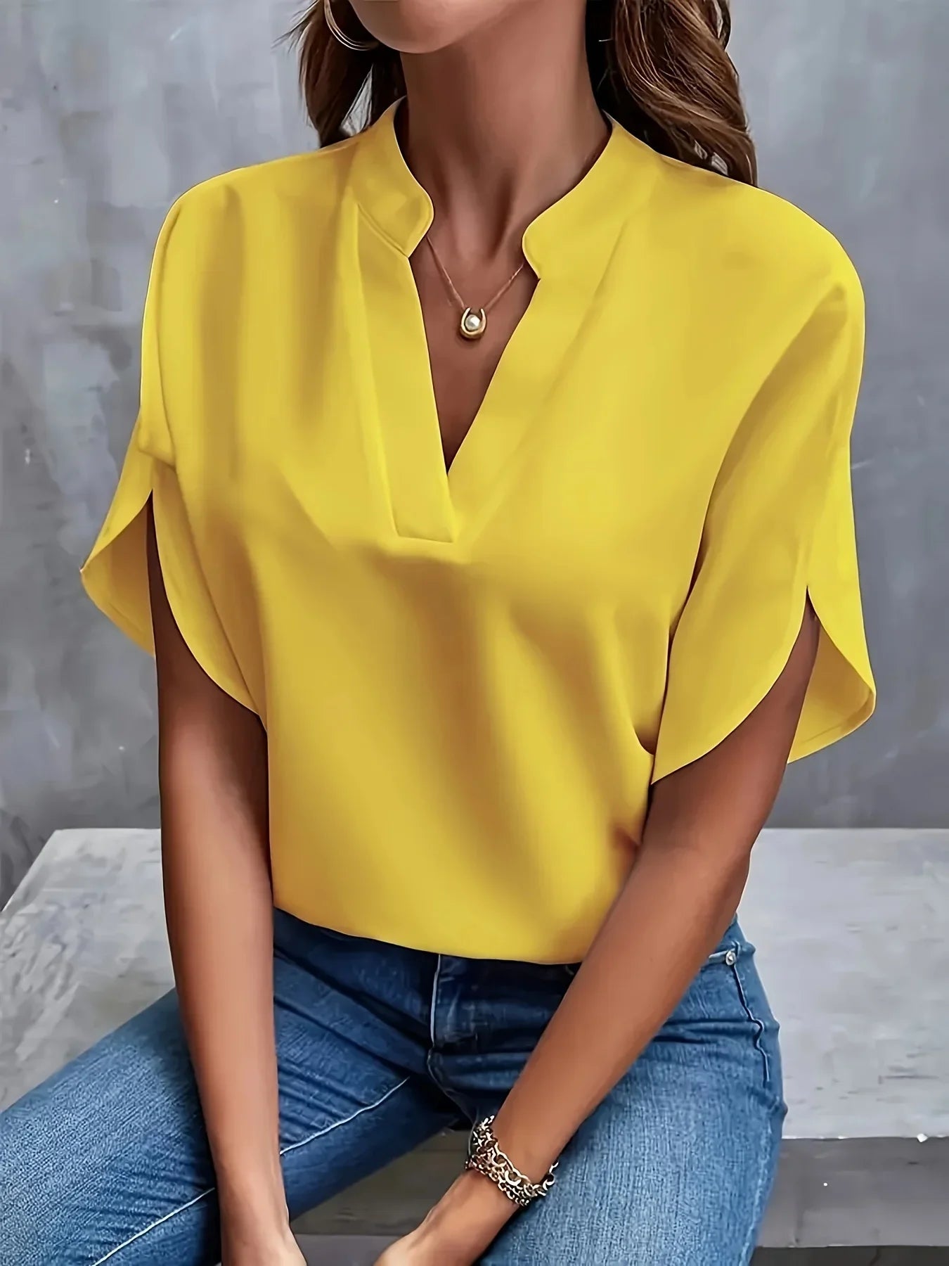 Dames Blouse V-Hals Kapmouwen Stylish 2
