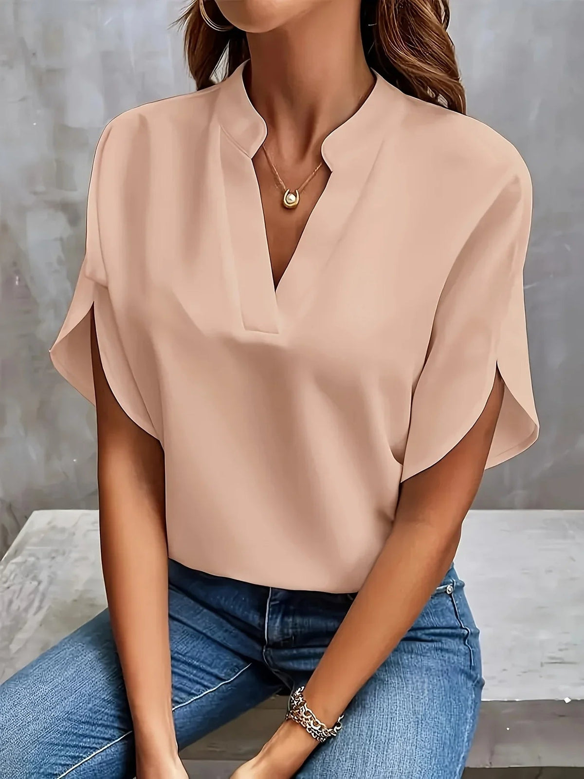 Dames Blouse V-Hals Kapmouwen Stylish 5