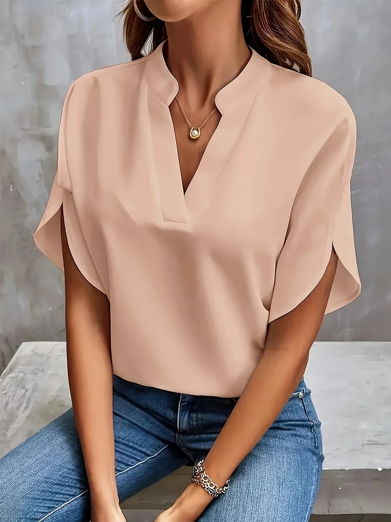 Dames Blouse V-Hals Kapmouwen Stylish 5
