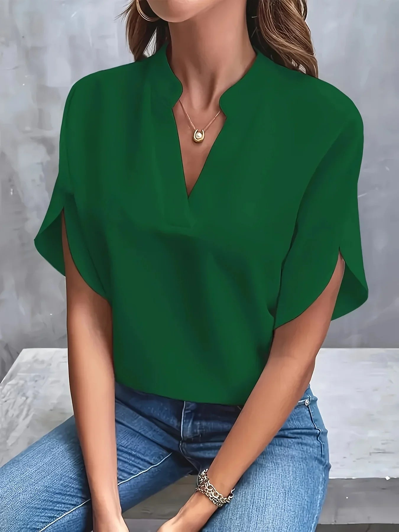 Dames Blouse V-Hals Kapmouwen Stylish 6