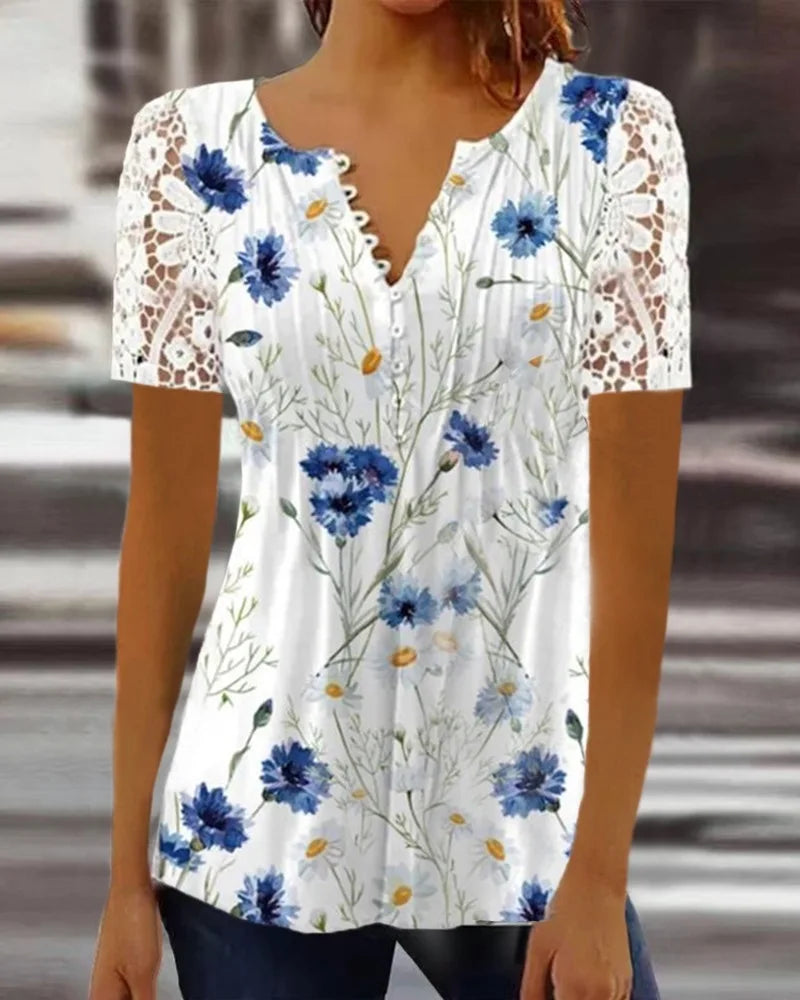 Dames Blouse V-hals Bloemenprint Casual 12