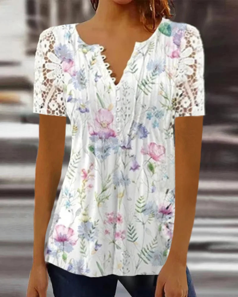 Dames Blouse V-hals Bloemenprint Casual 6