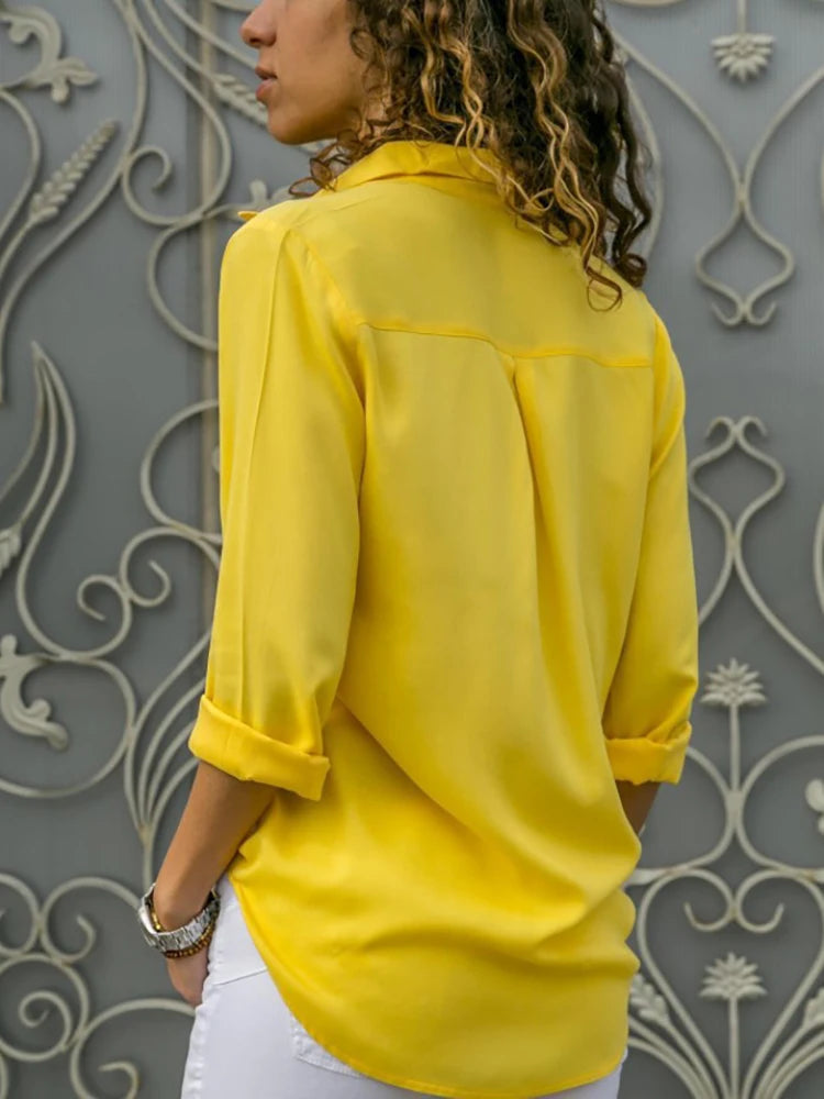 Dames Blouse V-hals Casual Met Lange Mouwen 2