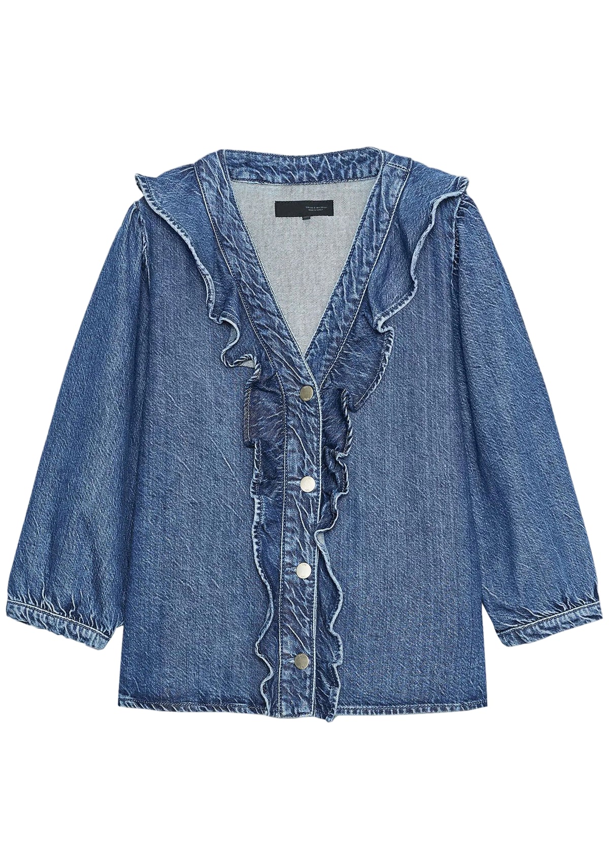 Dames Blouse V-hals Met Ruches Lange Mouwen 4