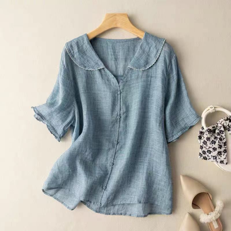 Dames Blouse Vintage met Geschulpte Kraag 2