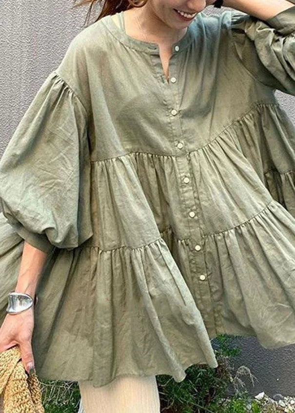 Dames Blouse Zwart met Ronde Hals en Lantaarnmouwen 1
