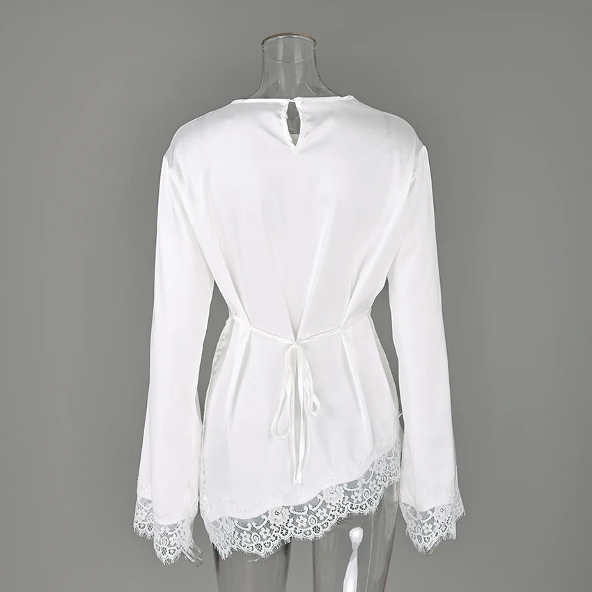 Dames Blouse met Flare Mouwen en Asymmetrisch Design 4